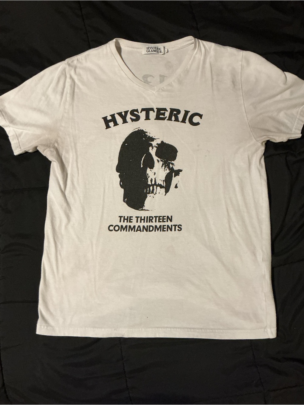 Hysteric Glamour Graphic Skull Tee in White with Black Print